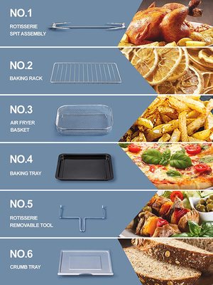 Aicook Air Fryer Toaster Oven's accessories.