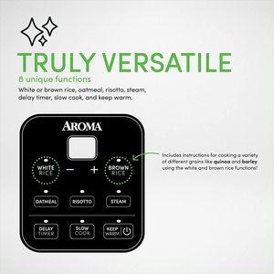 Aroma Housewares ARC-6206C Rice Cooker's multiple uses.