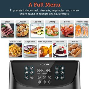 COSORI Air Fryer's pre-set programs.