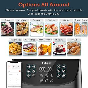 COSORI Smart WiFi Air Fryer's pre-set programs.