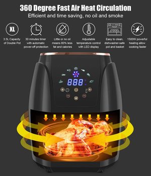 ERGO LIFE Air Fryer's features.