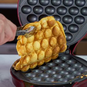 Serving from the Global Gizmos Bubble Waffle Maker.
