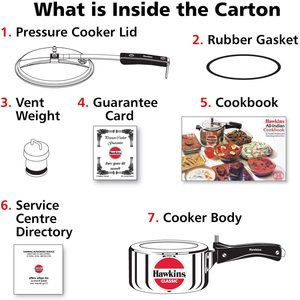 Hawkins Classic Pressure Cooker's accessories.