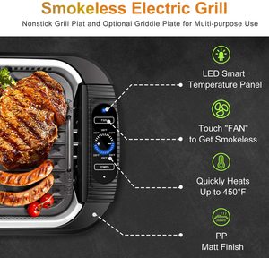 KCZAZY Electric Smokeless Grill's features.