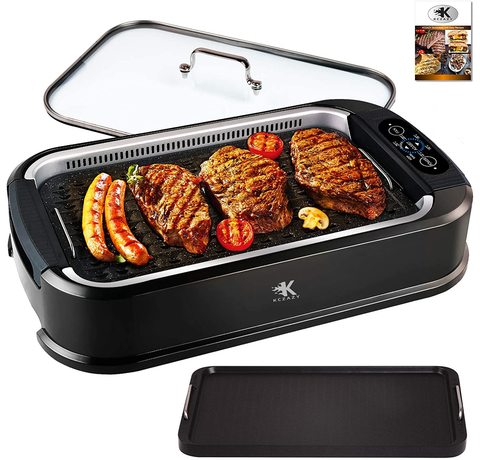 Main view of the KCZAZY Electric Smokeless Grill.