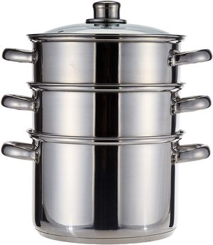 Front view of the KitchenCraft 3 Tier Food Steamer.