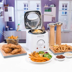 Progress EK2969P Compact Deep Fat Fryer in a kitchen.
