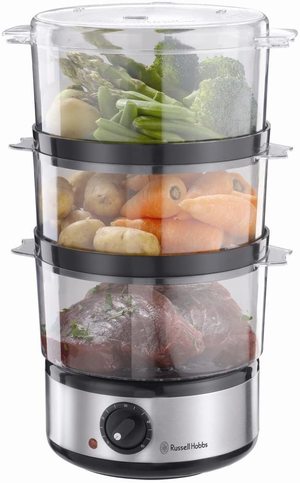 Russell Hobbs Compact Food Steamer in use.