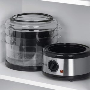 Neatly storing the Salter EK2726 3 Tier Food Steamer.