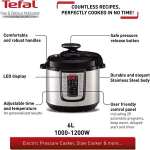 Tefal CY505E40 All-in-One Multi-Cooker's features.