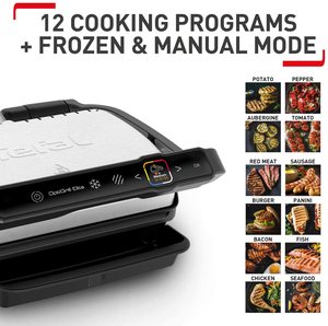 Tefal OptiGrill Elite's 12 cooking programs.