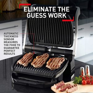 Tefal OptiGrill+ Health Grill in use.