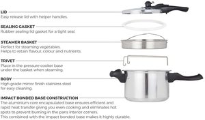 Tower Aluminium Pressure Cooker's components.