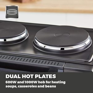 Tower T14044 Mini Oven's dual hot plates.