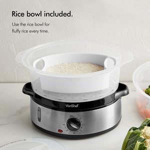 Rice bowl included with the VonShef Food Steamer.